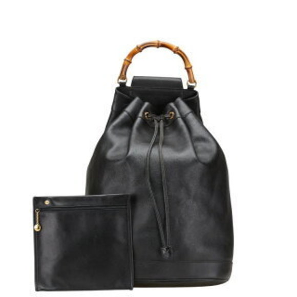 Gucci Bamboo Shoulder Bag Body Black Leather - Picture 1 of 8